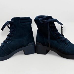 Abeo lace up Black Suede Ankle Booties, 9.5